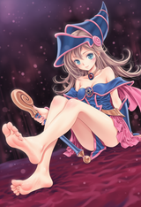 1girl, dark magician girl, barefoot, presenting foot, soles, toes, foot focus s-2304623918