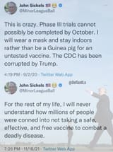 John Sickels Trump Vaccine @DefiantLs Twitter Tweets Leftoids Irony Vaxxtards COVID-19