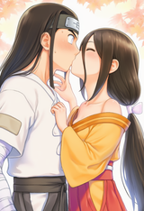 1girl, 1boy, Hyuuga Neji, Hyuuga Hanabi, kissing, white eyes, black hair, age di s-4275036968