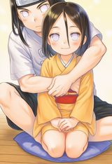 1girl, 1boy, Hyuuga Neji, Hyuuga Hanabi, white eyes, black hair, age difference, s-814128875