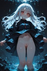 139612-2657686258-preteen girl long hair silver hair red eyes freckles, cleft of venus, dressed, (floating down_1.5)
