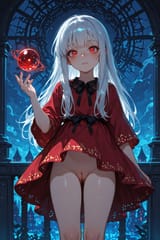 139617-2409723934-preteen girl long hair silver hair red eyes freckles, cleft of venus, dressed, (floating dawn_1.5)