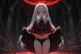 139640-2783497193-preteen girl long hair silver hair red eyes freckles, panties, dressed humbly, descending from heaven