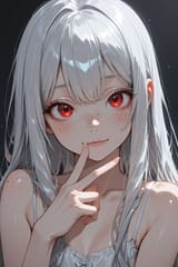139694-1070285507-preteen girl long hair silver hair red eyes freckles, posing