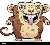 a-cartoon-illustration-of-an-ugly-monkey-standing-HXJ33A