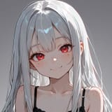 139816-842063532-Sketch, Loli girl long hair silver hair red eyes freckles, smile, posing