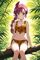 00123-22922427-chloe _(pokemon_), small breasts, ahoge, cowlick, braided ponytail, _lora_age_slider_v4_-1_,_rags, torn clothes, midriff, pelvic
