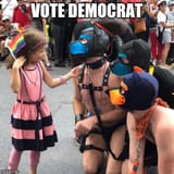 vote democrat little girl with parade furries