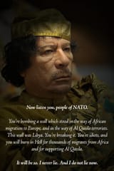 NATO Bombing the Libyan Wall that protected Europe from an invasion of millions of African Shitskin Migrants - Muammar Gaddafi Quote