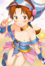 1girl, Delia Ketchum, Dark Magician Girl (cosplay), flat chest, {{aged down, lol s-2864258738