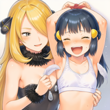 2girls, Cynthia (pokemon), Dawn (pokemon), bdsm, bondage, against wall, tickling s-2801643746