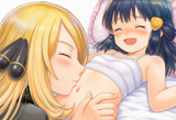 Cynthia blowing raspberries on Dawn&#039;s stomach, 2girls, Cynthia (pokemon), Dawn ( s-1413799048