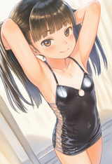 1girl, loli, aged down, immature female, child, blunt bangs, black hair, long h s-2579251385