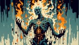the skeleton is burning melting