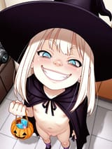 2131242804-1207746619-3327-masterpiece, best quality, amazing quality, 1girl, loli, witch hat, halloween, cloak, pussy, holding ONE bag full of unused cond