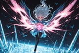 140422-3427583972-preteen girl long hair silver hair red eyes freckles, (dynamic spell_1.9), (bird angle_1.9), ice