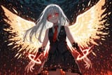 140452-2499340107-[preteen girl long hair silver hair red eyes freckles_0.1], (dynamic spell_1.5), (wide angle_1.9), blood ice, vest tie, sleevele