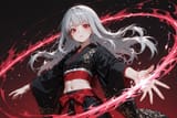 140512-4207012383-[preteen girl long hair silver hair red eyes freckles_0.1], kimono, midriff, (dynamic flowing spell_1.5)