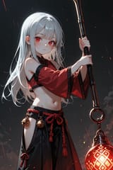 140652-1358626897-[loli girl long hair silver hair red eyes freckles_0.1], midriff, swinging big bell weapon