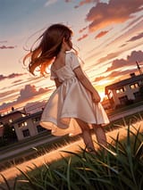 2131242975-2720118444-2908-masterpiece, best quality, amazing quality, loli, general, 1girl, solo, long hair, dress, standing, outdoors, sky, cloud, from b