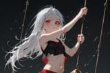 140655-2461617559-[loli girl long hair silver hair red eyes freckles_0.1], midriff, (swinging_1.9) big bell weapon