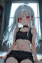 140680-824248253-[loli girl long hair silver hair red eyes freckles_0.1], midriff, tumbling blanket