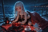 140698-470301869-[loli girl long hair silver hair red eyes freckles_0.1], midriff, (tumbling_1.5) from blanket, harbour docks picnic, tea set, ni