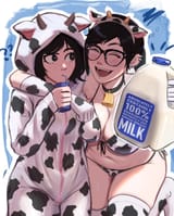 original character, original, large breasts DRINK MILK
