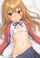 1girl, Aisaka Taiga, red coat, blazer, white shirt, pleated skirt, school unifor s-3129156658