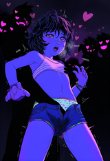 A ten year old raver girl in a bralette and panties with colorful elastic, freck s-1628643047