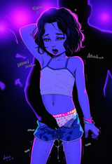 A ten year old raver girl in a bralette and panties with colorful elastic, freck s-3053516246