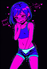 A ten year old raver girl in a crop top and panties with colorful elastic, freck s-2620721965