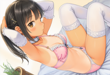 1girl, dark skin, dark hair, detached sleeves, long sleeves, hands behind head, s-3182594599