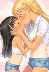 2girls, loli, aged down, immature female, gyaru, bleached hair, long nails, pain s-3617001907
