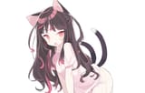 Konachan.com - 331855 animal_ears black_hair blade_(galaxist) blush catgirl long_hair multiple_tails nekoyama_nae pajamas polychromatic red_eyes tail white