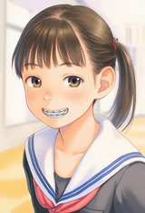 1girl, loli, close-up, portrait, smile, braces, child, immature female, school u s-1090503137