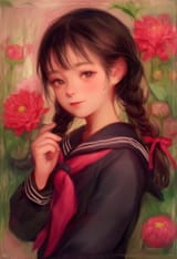 1girl, loli, child, immature female, school uniform, black serafuku, black shirt s-2490347215