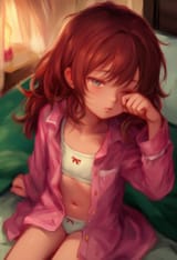 1girl, loli, aged down, flat chest, completely flat chest, bedroom, bed, on bed, s-822508496