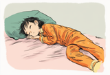 1girl, loli, aged down, sleeping, asleep, pink pajamas, bed, on bed, pillow, pin s-1067107523