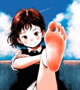 1girl, sitting, feet up, barefoot, presenting feet, from below, stepping, steppi s-2998296157