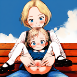 2girls, age difference, height difference, loli, aged down, {{{blonde hair, blue s-1928538660