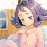 1girl, Acerola (pokemon), sleepy, in bed, pajamas, flat chest, completely flat c s-2023407536