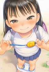 1girl, loli, portrait, from above, crime prevention buzzer, smug, smirk, blush, s-800510099