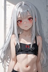 140805-228055839-preteen girl long hair silver hair red eyes freckles, midriff, loli