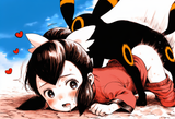 1girl, Liza (pokemon), Umbreon, from side, mounted, sex, doggystyle, face-down a s-239996465