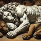 marble lion is comfy