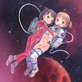 2girls, loli, aged down, astronaut, space suit, transparent, see-through, transp s-1647394488