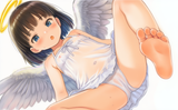 1girl, loli, aged down, angel, angel wings, halo, white dress, see-through, tran s-2603600258
