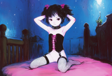 1girl, loli, aged down, leather, dominatrix, corset, flat chest, completely flat s-979845701