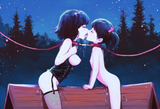 2girls, loli, aged down, leather, dominatrix, corset, flat chest, completely fla s-2874637905